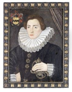 Portrait Of A Young Boy, Half-length, In A Black Coat And White Ruff, Holding A Sword by Hieronymus Custodis