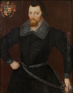 Portrait Of A Gentleman (wilson Gale?) Wearing A Black Doublet by Hieronymus Custodis