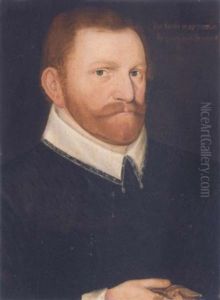 Portrait Of A Gentleman Wearing A Black Doublet And A White Collar