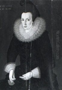 Portrait Of A Lady In Black Floral Dress by Hieronymus Custodis