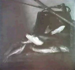 Natura Morta Con Pesci, Con- Tenitore E Canne Da Pesca by Johannes Cuvenes