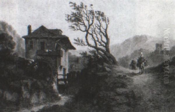 Taverners On A Road, A Watermill In The Foreground - view 1