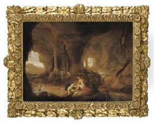 Diane Au Bain Dans Un Paysage De Grotte by Abraham van Cuylenborch