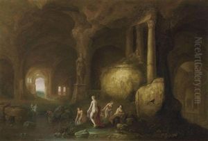 Bathing Nymphs In A Grotto by Abraham van Cuylenborch