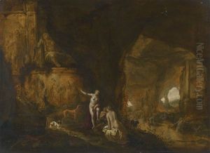 Nymphs In A Grotto by Abraham van Cuylenborch