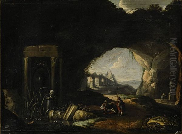 Figurer Pa Den Romerska Campagnan Med Caius Cestius Pyramid I Fonden - view 1