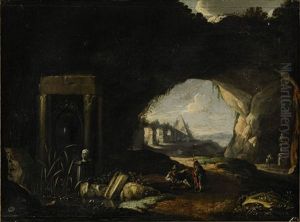 Figurer Pa Den Romerska Campagnan Med Caius Cestius Pyramid I Fonden by Abraham van Cuylenborch