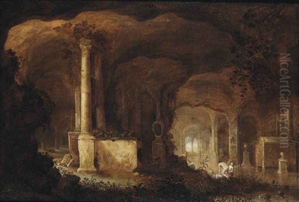 A Grotto With Bathing Women - view 1