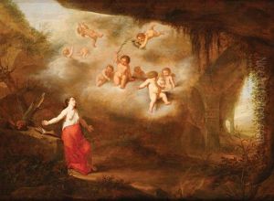 Marie Madeleine Et Anges Dans Une Grotte by Abraham van Cuylenborch