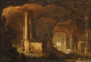 Bathers In A Grotto by Abraham van Cuylenborch