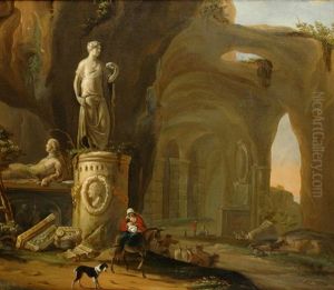 Italian Landscape With Grotto by Abraham van Cuylenborch