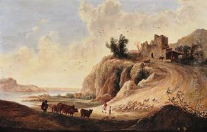 Arkadische Landschaft Mit Schaf- Und Kuhherden