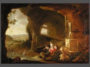 Nymphen Baden In Einer Grotte