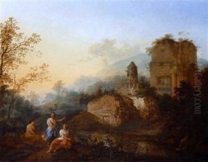 Jeunes Femmes Conversant Dans Un Paysage by Abraham van Cuylenborch