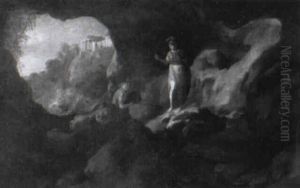 Ulysses And Athene In A Cave, With The Temple Of The Sibyl At Tivoli Beyond by Abraham van Cuylenborch