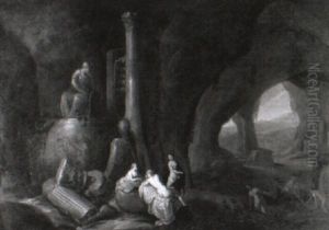 Nymphes Se Baignant Dans Une Grotte by Abraham van Cuylenborch