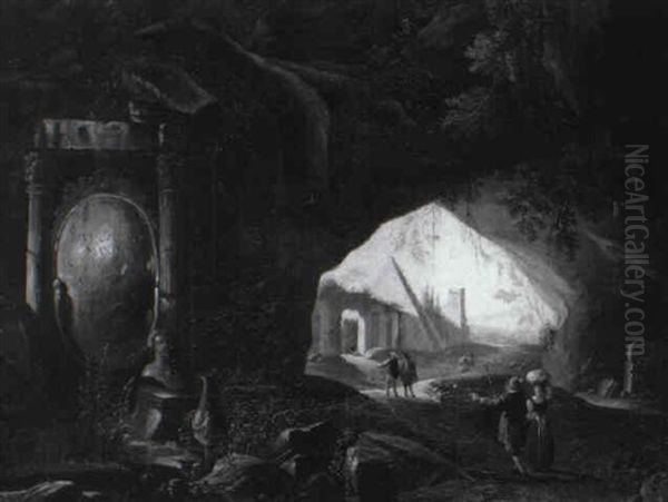 Blick Aus Einer Grotte Mit R"mischen Monumenten - view 1