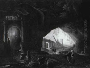 Blick Aus Einer Grotte Mit R"mischen Monumenten by Abraham van Cuylenborch