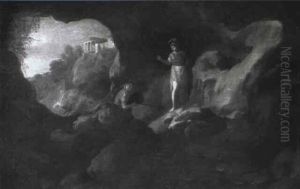 Ulysses And Athene In Cave, Temple Of Sibyl At Tivioli Beyond Ulysses And Athene In Cave, Temple Of Sibyl At Tivioli Beyond