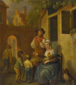 Familie Vor Dem Haus by Cornelis van Cuylenburg