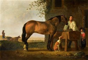 Horse At The Trough by Aelbert Cuyp