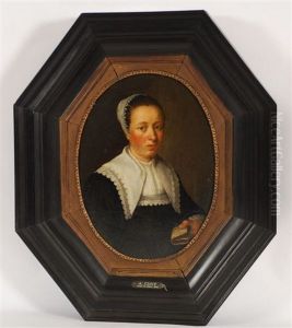 Portrait De Jeune Femme A La Collerette Tenant Un Livre by Aelbert Cuyp