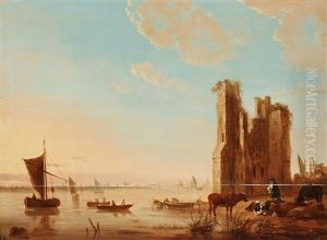 Landscape With Ruins By A River by Aelbert Cuyp
