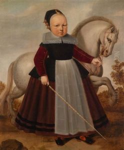 Knabe In Einer Landschaft Ein Pony Fuhrend