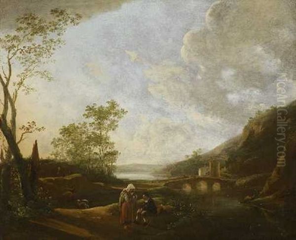 Flusslandschaft Mit Rastender Hirtenfamilie - view 1