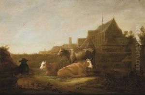 A Herdsman And Cows In A Field by Aelbert Cuyp