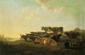 Ruhende Kuhe In Einer Hollandischen Weidelandschaft Ruhende Kuhe In Einer Hollandischen Weidelandschaft