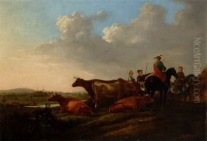 Landskap Med Ryttare Och Kreatur by Aelbert Cuyp