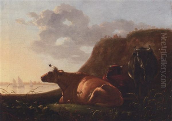 A Pastoral Landscape With Cattle Resting, A River Beyond - view 1