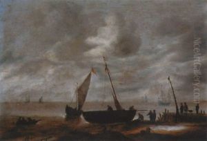 Kustenlandschaft Mit Fischern Und Booten