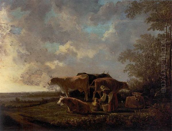 A Pastoral Landscape With Cattle And A Milkmaid - view 1