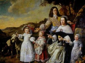 A Group Portrait Of Jonkheer A.f. Schouten, Commander Of The Dutch East Indies Company, And His Family by Aelbert Cuyp