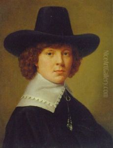 Portrait Of A Gentleman, In A Black Costume And A Hat