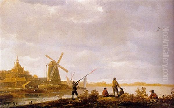 A View Of The Rietdijkspoort, Dordrecht, With Sportsmen In The Foreground - view 1