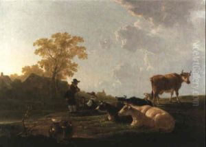 Hirtenfamilie Mit Kuhen by Aelbert Cuyp