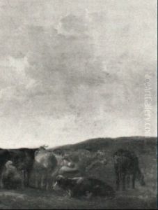Kuhe Mit Einer Melkenden Bauerin by Aelbert Cuyp