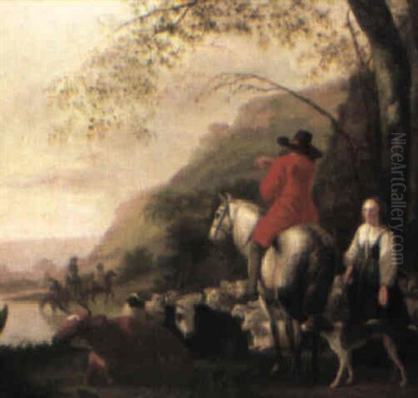 Gentleman On Horsebak And Shepherdess In A Landscape - view 1
