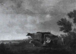 Aftenstemning Med Koer Der Malkes by Aelbert Cuyp