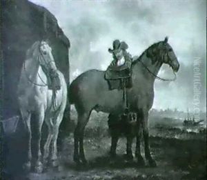 Man Saddling Horses by Aelbert Cuyp