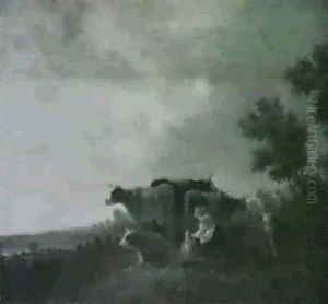 Melkerin Mit Kuhen In Weiter Landschaft