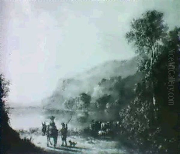 Travellers And Herder In A River Landscape - view 1