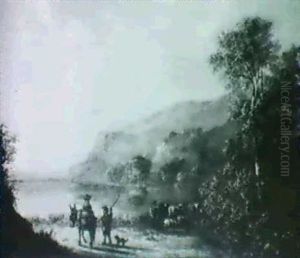 Travellers And Herder In A River Landscape by Aelbert Cuyp