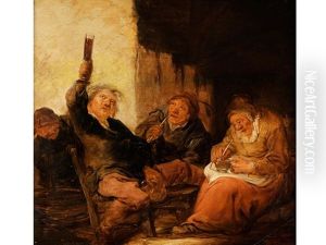 Bauerliche Szenerie Mit Biertrinker Und Meerschaumpfeifenraucher by Benjamin Gerritsz Cuyp