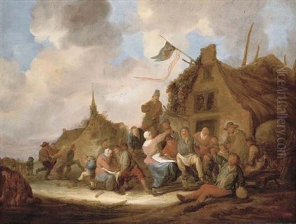 A Village Scene With Peasants Dancing And Drinking By An Inn - view 1