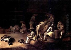 A Guardroom Interior, With Soldiers Relaxing, Playing Cards, And Smoking by Benjamin Gerritsz Cuyp