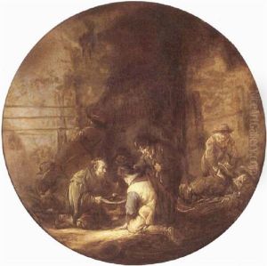 Barn Interior With Soldiers Sharing Booty by Benjamin Gerritsz Cuyp